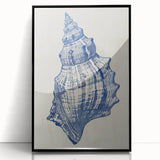 Coastal Wall Art: Blue Seashell Sketch - Nautical Ocean-Inspired Print