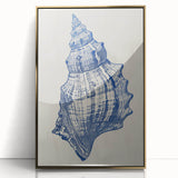 Coastal Wall Art: Blue Seashell Sketch - Nautical Ocean-Inspired Print