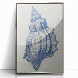 Coastal Wall Art: Blue Seashell Sketch - Nautical Ocean-Inspired Print
