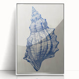 Coastal Wall Art: Blue Seashell Sketch - Nautical Ocean-Inspired Print