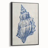 Coastal Wall Art: Blue Seashell Sketch - Nautical Ocean-Inspired Print