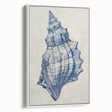 Coastal Wall Art: Blue Seashell Sketch - Nautical Ocean-Inspired Print