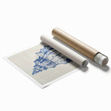 Coastal Wall Art: Blue Seashell Sketch - Nautical Ocean-Inspired Print