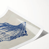 Coastal Wall Art: Blue Seashell Sketch - Nautical Ocean-Inspired Print