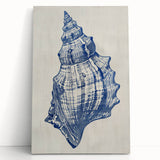 Coastal Wall Art: Blue Seashell Sketch - Nautical Ocean-Inspired Print