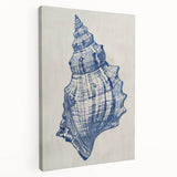 Coastal Wall Art: Blue Seashell Sketch - Nautical Ocean-Inspired Print