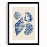 Coastal Wall Art: Blue Seashell Collection - Nautical Oceanic Decor