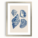 Coastal Wall Art: Blue Seashell Collection - Nautical Oceanic Decor