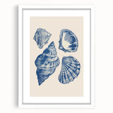 Coastal Wall Art: Blue Seashell Collection - Nautical Oceanic Decor