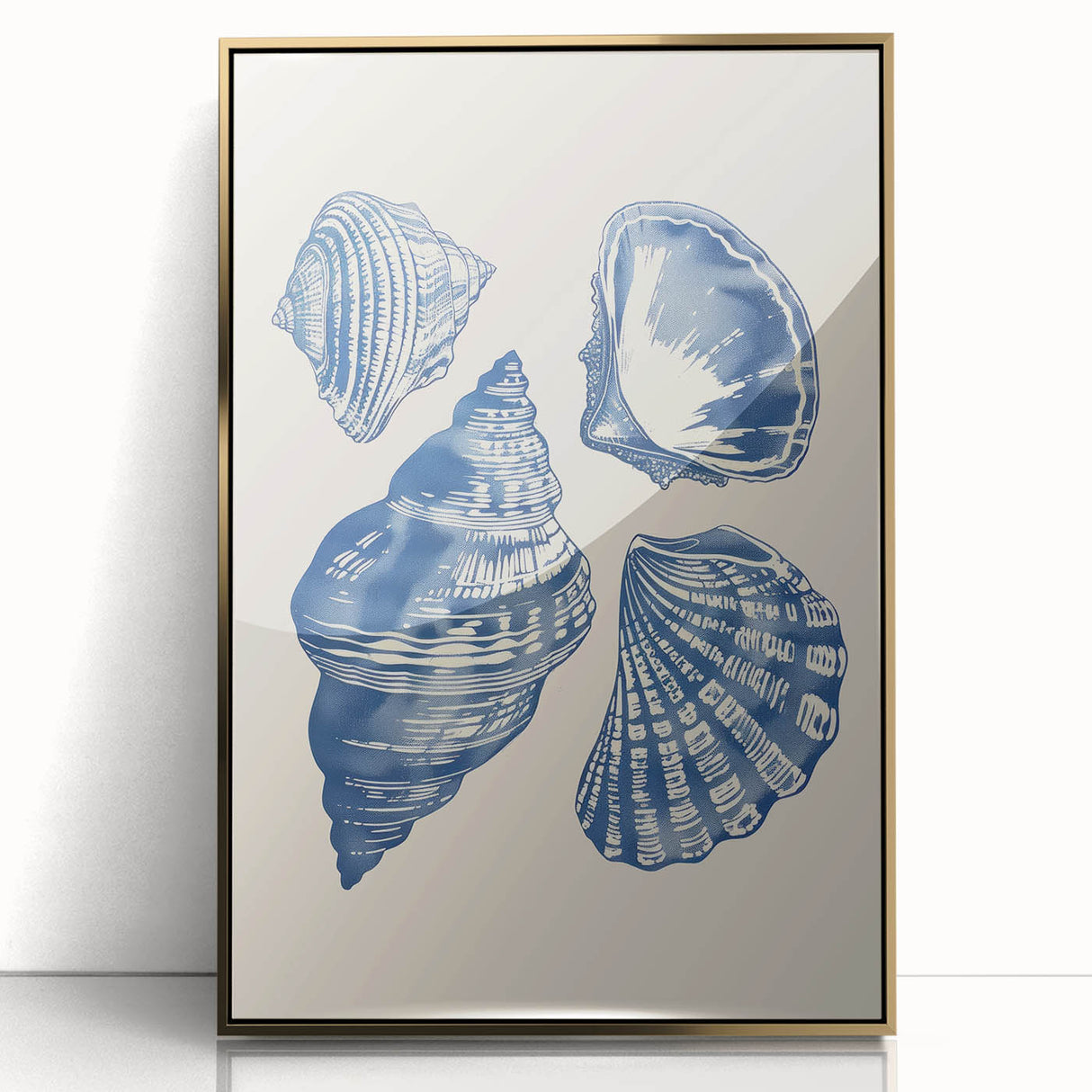 Coastal Wall Art: Blue Seashell Collection - Nautical Oceanic Decor