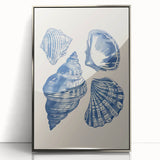 Coastal Wall Art: Blue Seashell Collection - Nautical Oceanic Decor