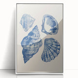 Coastal Wall Art: Blue Seashell Collection - Nautical Oceanic Decor