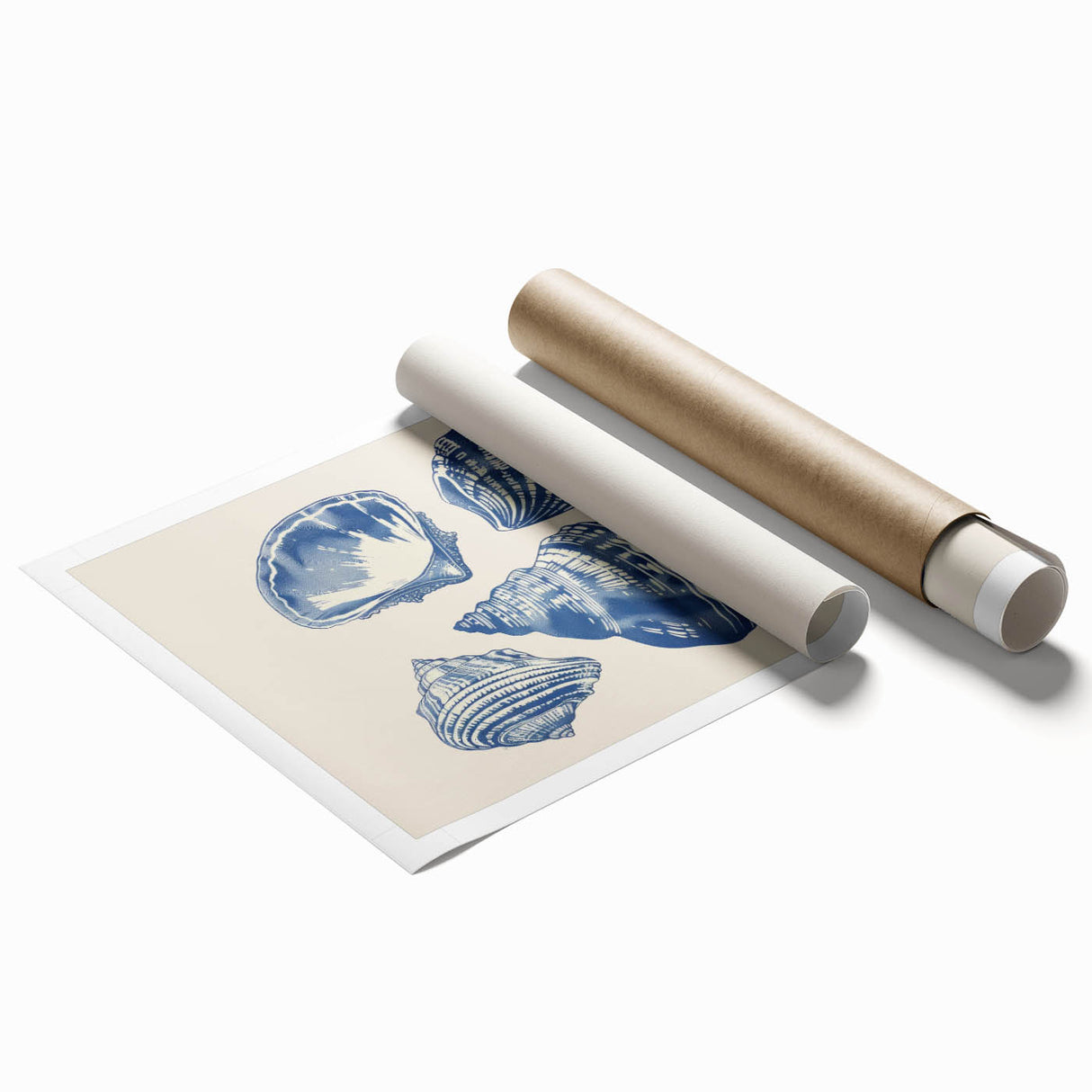 Coastal Wall Art: Blue Seashell Collection - Nautical Oceanic Decor