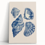 Coastal Wall Art: Blue Seashell Collection - Nautical Oceanic Decor
