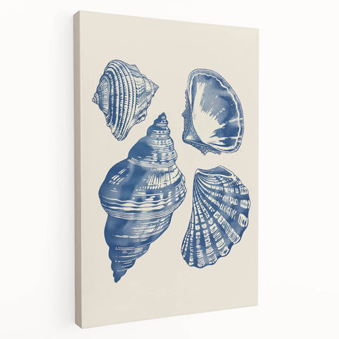Coastal Wall Art: Blue Seashell Collection - Nautical Oceanic Decor