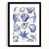 Seashell & Floral Pattern Art - Coastal Wall Decor for Nautical Homes