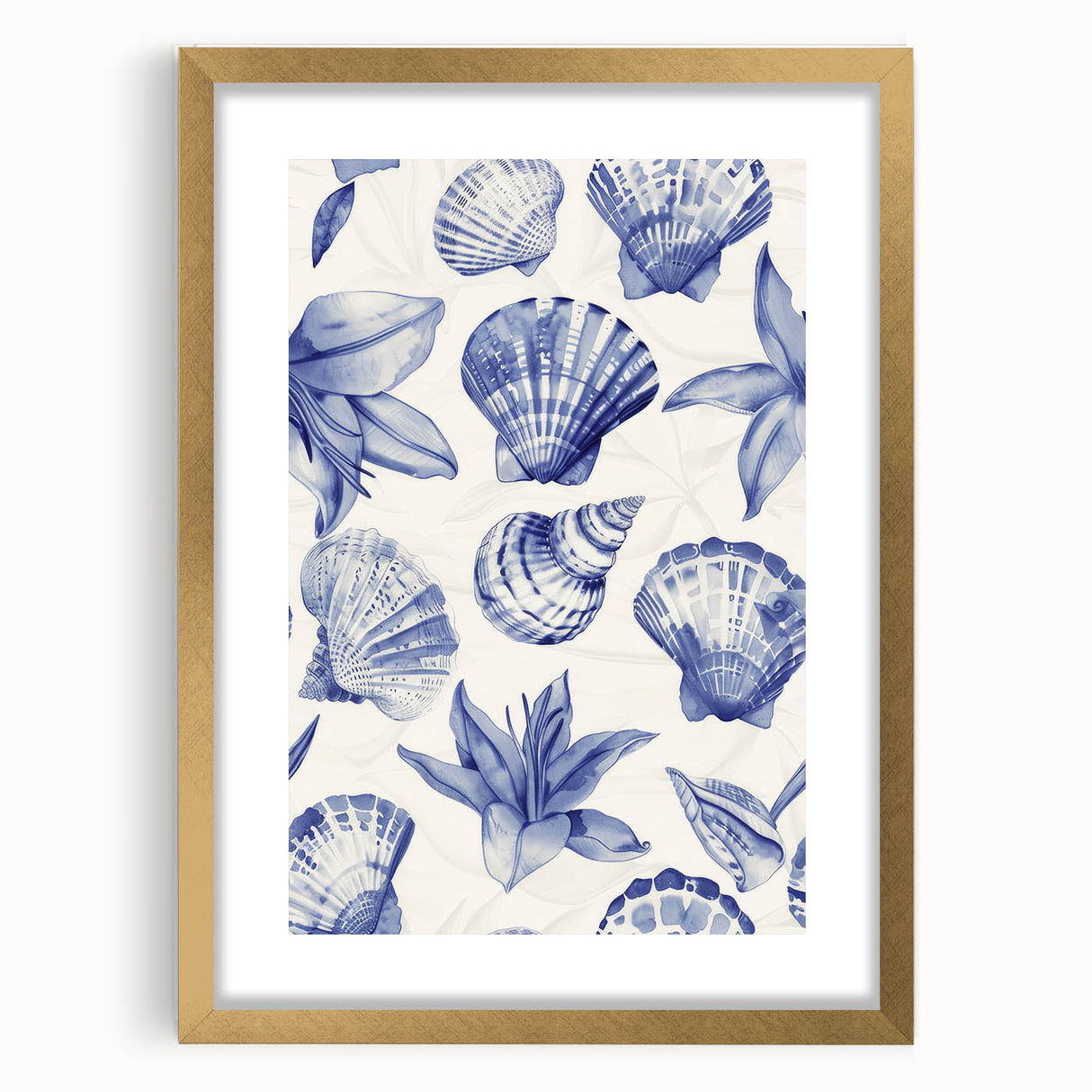 Seashell & Floral Pattern Art - Coastal Wall Decor for Nautical Homes