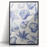 Seashell & Floral Pattern Art - Coastal Wall Decor for Nautical Homes