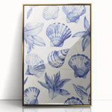Seashell & Floral Pattern Art - Coastal Wall Decor for Nautical Homes