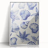Seashell & Floral Pattern Art - Coastal Wall Decor for Nautical Homes