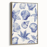 Seashell & Floral Pattern Art - Coastal Wall Decor for Nautical Homes