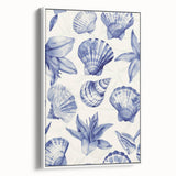 Seashell & Floral Pattern Art - Coastal Wall Decor for Nautical Homes