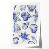 Seashell & Floral Pattern Art - Coastal Wall Decor for Nautical Homes