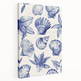 Seashell & Floral Pattern Art - Coastal Wall Decor for Nautical Homes