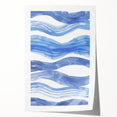 Watercolor Waves Coastal Wall Art - Oceanic Nautical Decor Print