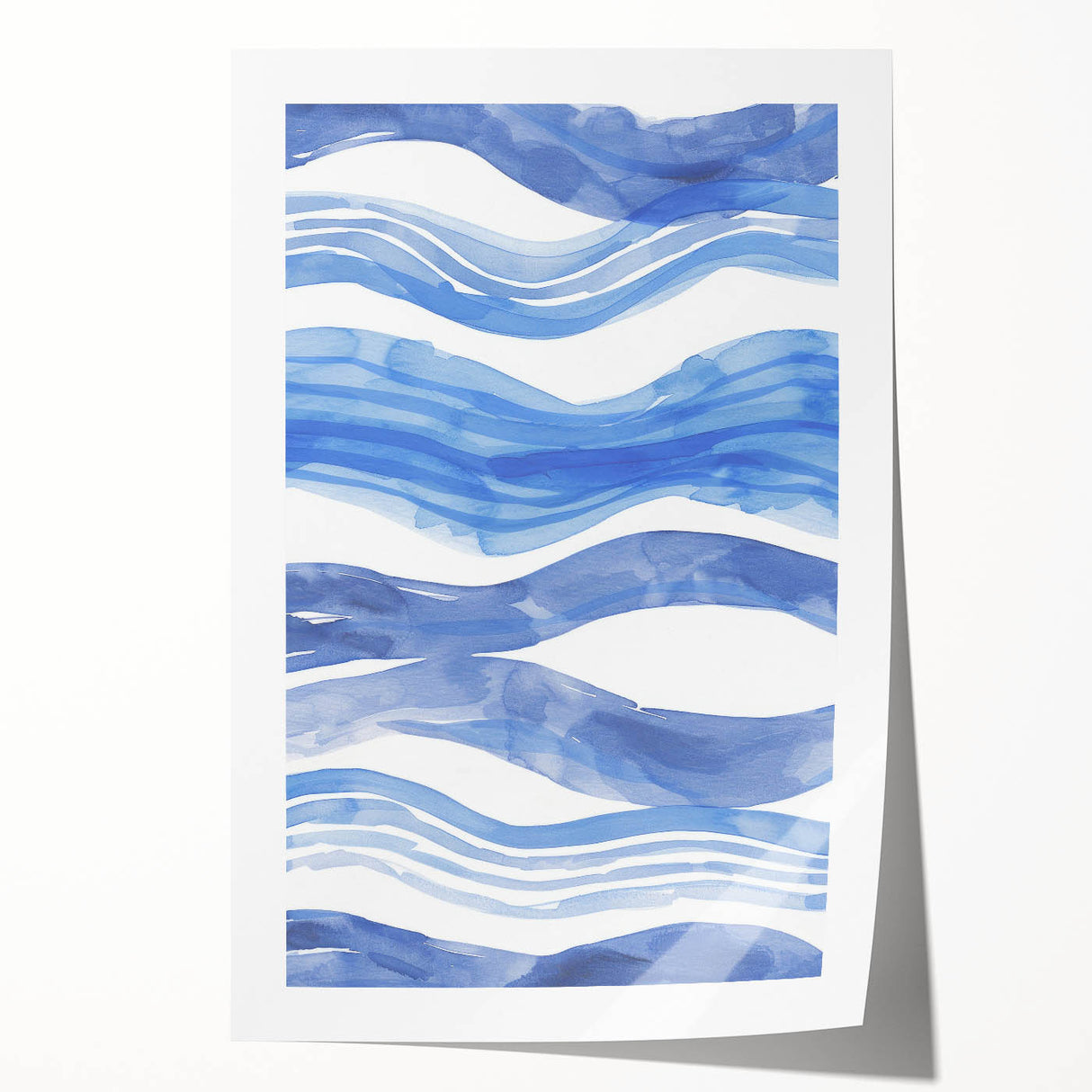 Watercolor Waves Coastal Wall Art - Oceanic Nautical Decor Print