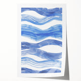 Watercolor Waves Coastal Wall Art - Oceanic Nautical Decor Print