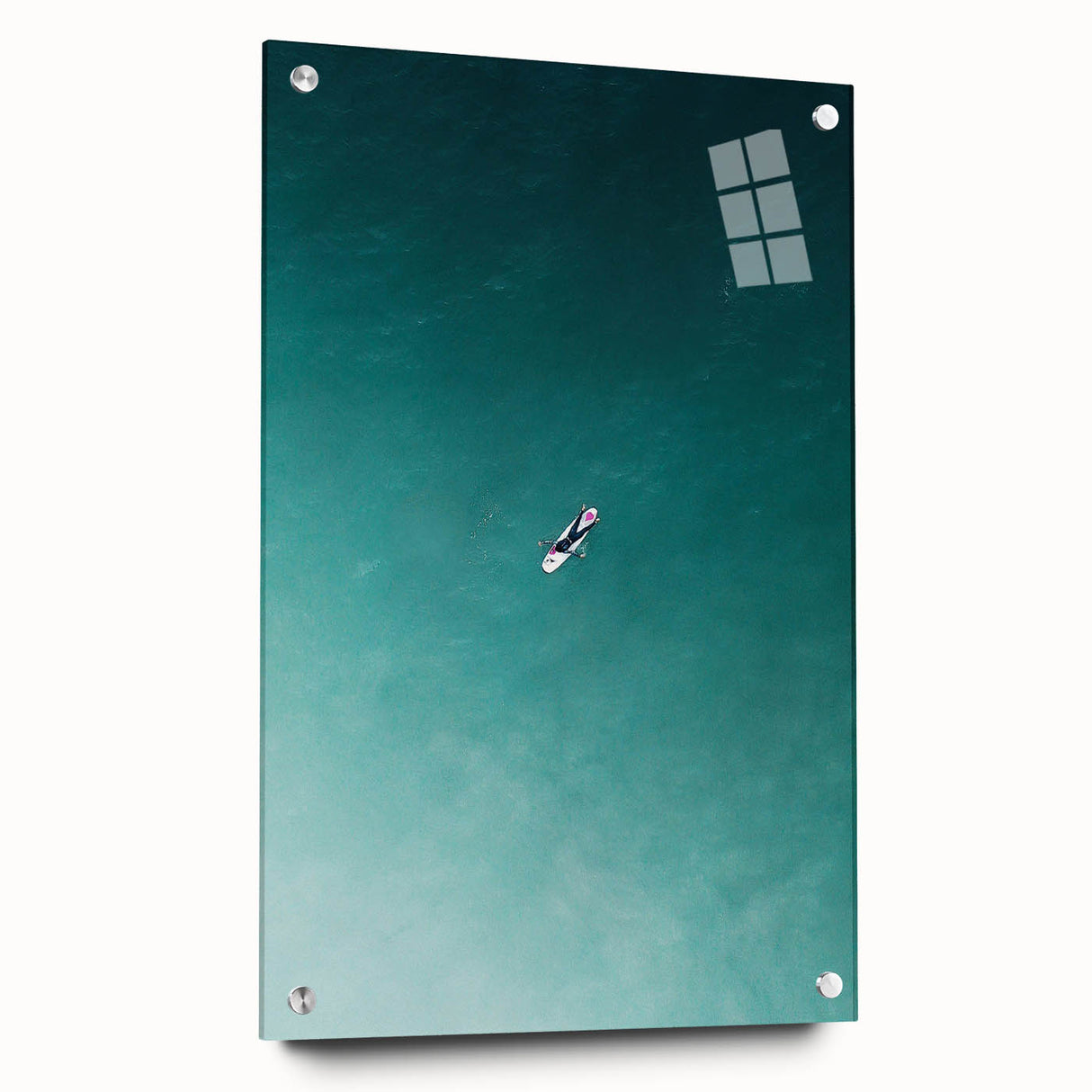 Calm Ocean Wall Art – Surfer on Tranquil Waters Coastal-Themed Print