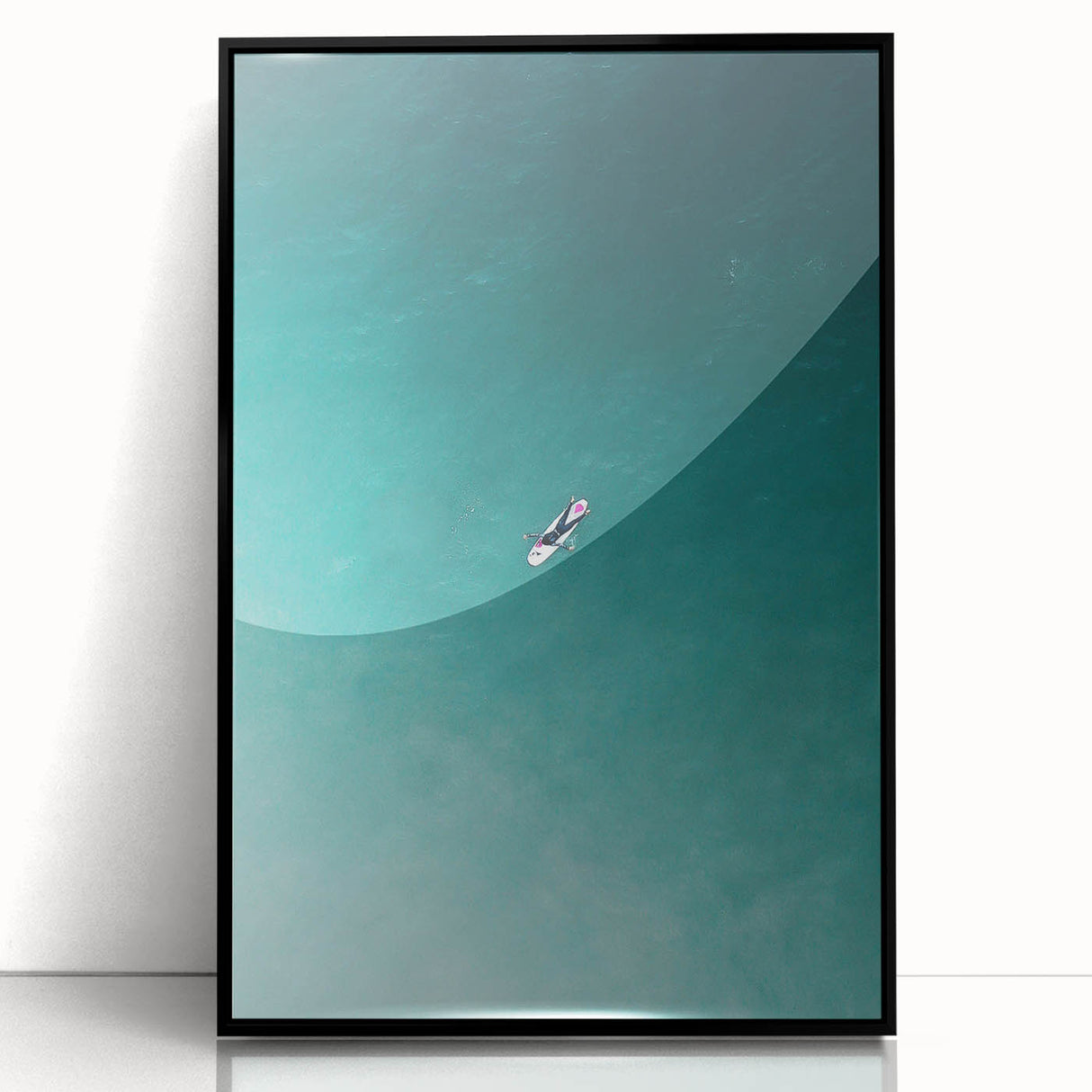 Calm Ocean Wall Art – Surfer on Tranquil Waters Coastal-Themed Print