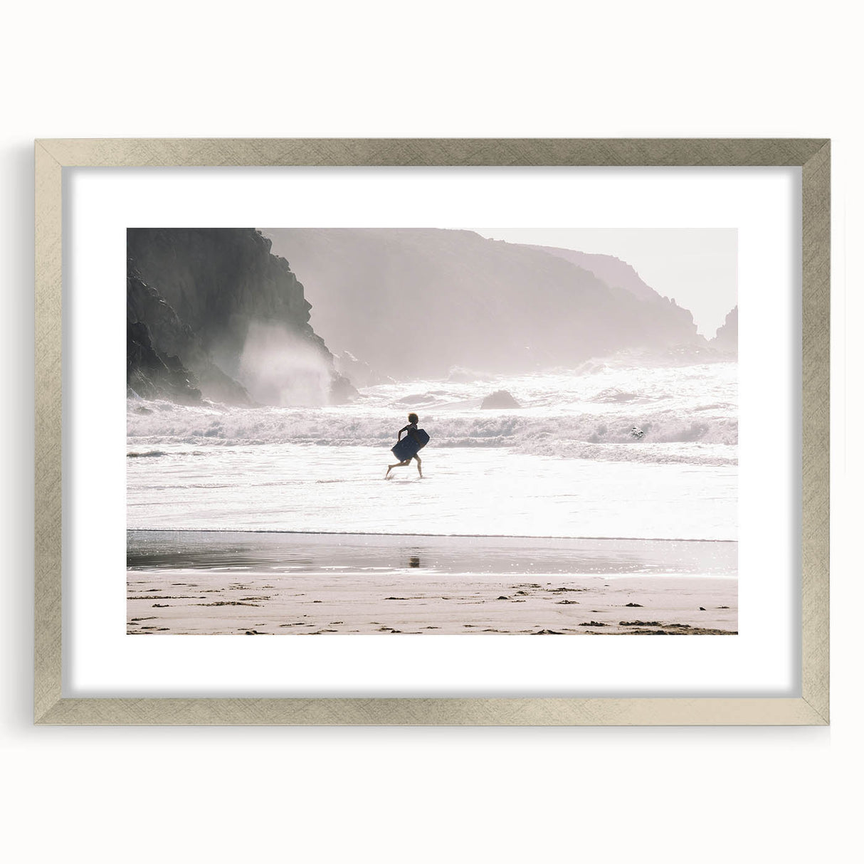 Beach Day Coastal Wall Art – Child Running by Ocean Waves Print