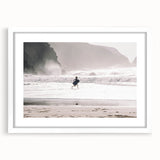 Beach Day Coastal Wall Art – Child Running by Ocean Waves Print