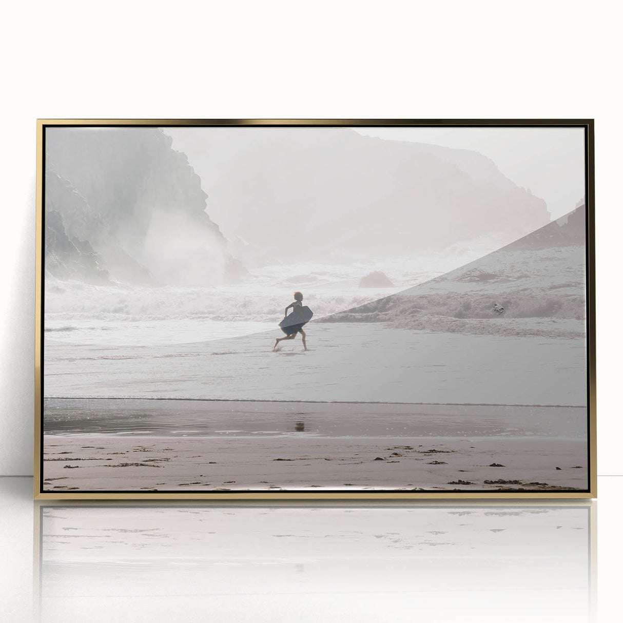 Beach Day Coastal Wall Art – Child Running by Ocean Waves Print