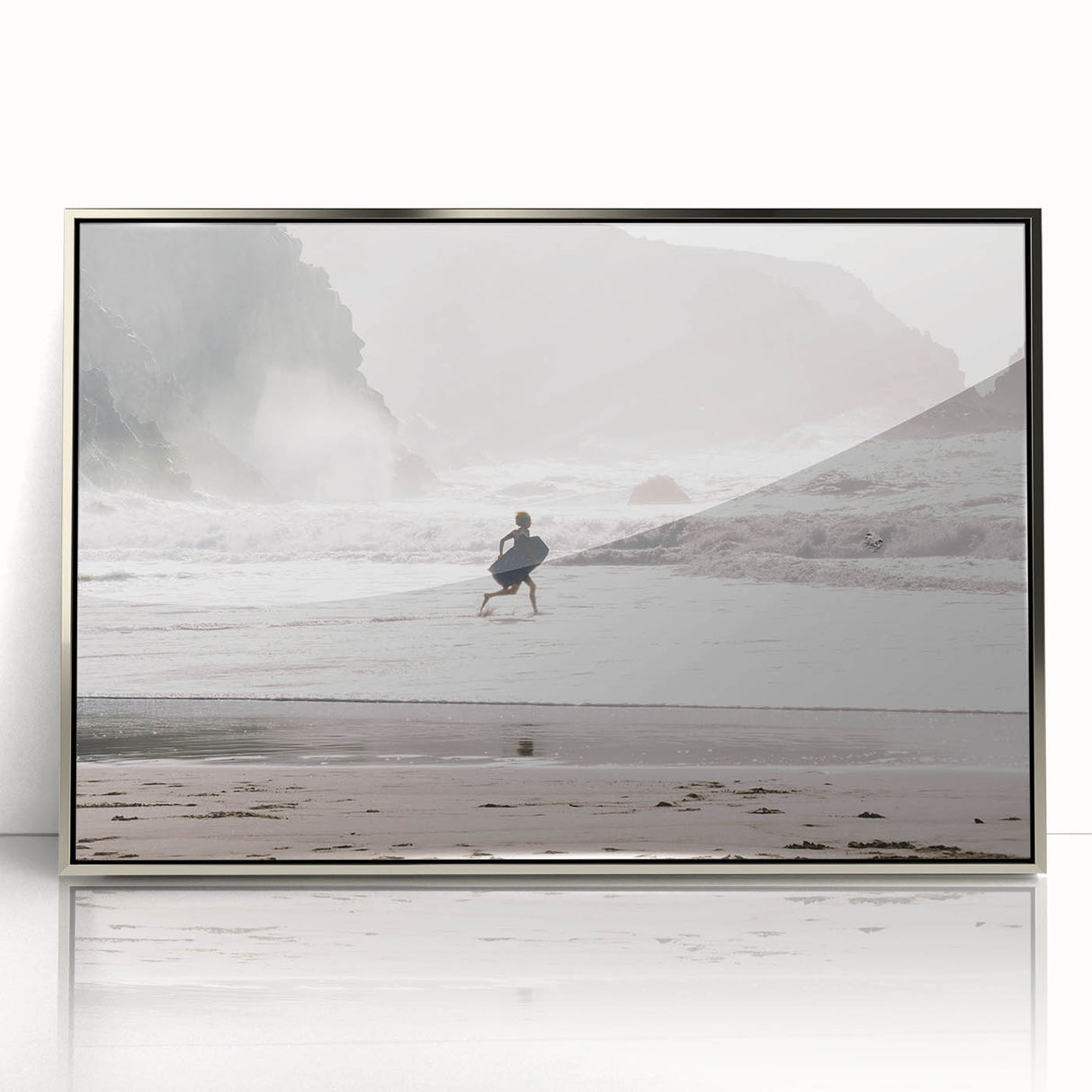 Beach Day Coastal Wall Art – Child Running by Ocean Waves Print