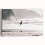 Beach Day Coastal Wall Art – Child Running by Ocean Waves Print