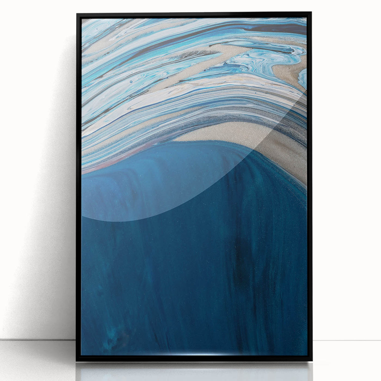 Coastal Wall Art - Abstract Blue Ocean Waves Beach-Themed Nautical Print