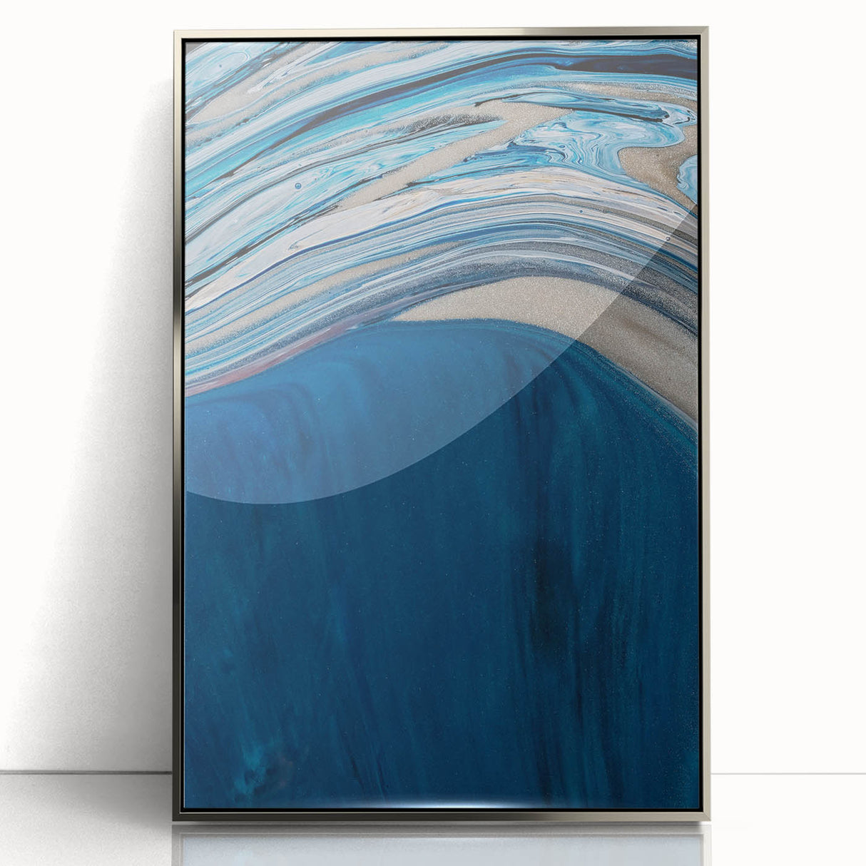 Coastal Wall Art - Abstract Blue Ocean Waves Beach-Themed Nautical Print