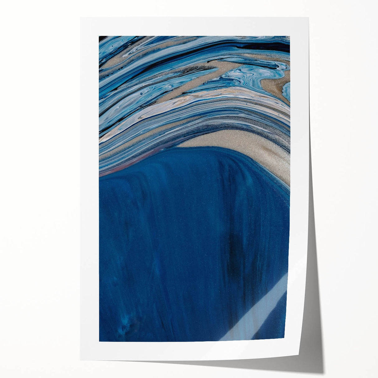 Coastal Wall Art - Abstract Blue Ocean Waves Beach-Themed Nautical Print