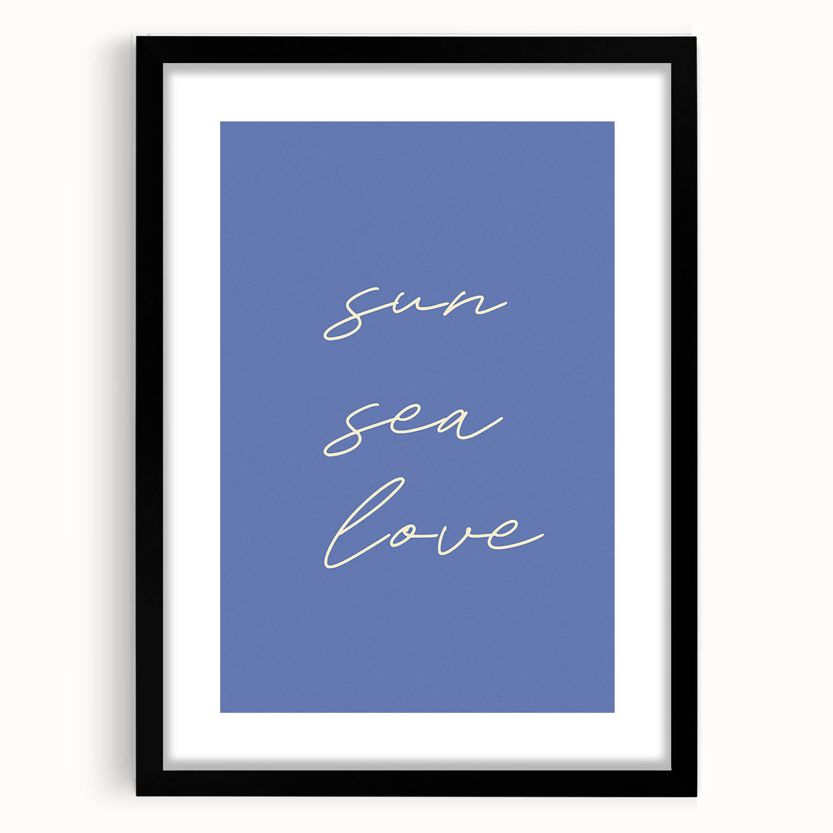 Coastal Wall Art - Minimalist 'Sun Sea Love' Beach-Themed Typography Print