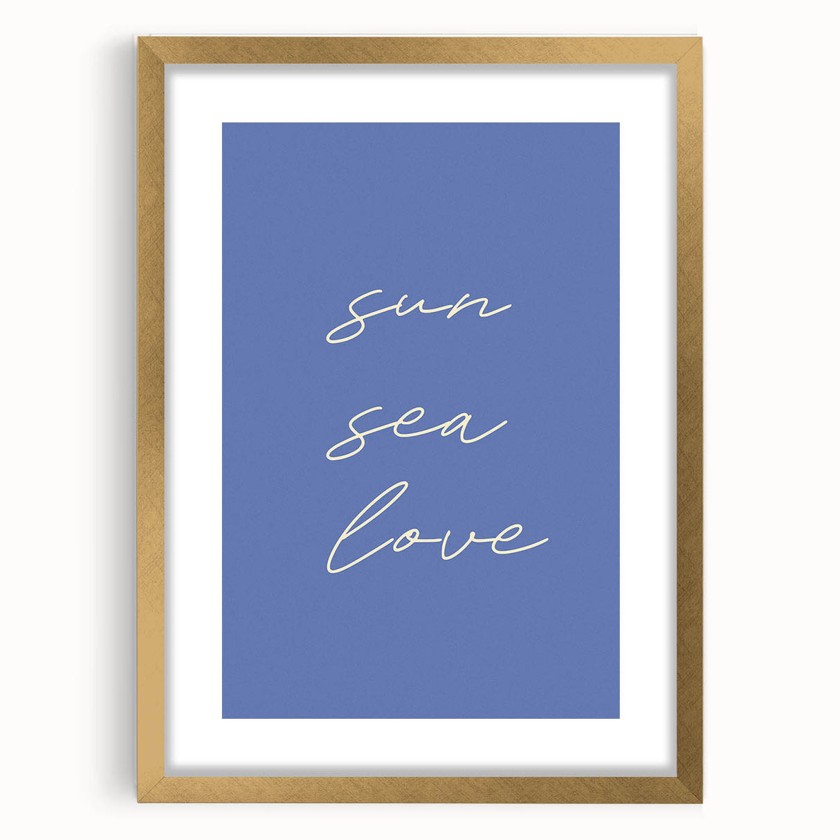 Coastal Wall Art - Minimalist 'Sun Sea Love' Beach-Themed Typography Print