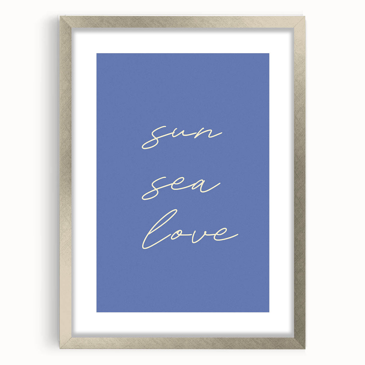 Coastal Wall Art - Minimalist 'Sun Sea Love' Beach-Themed Typography Print