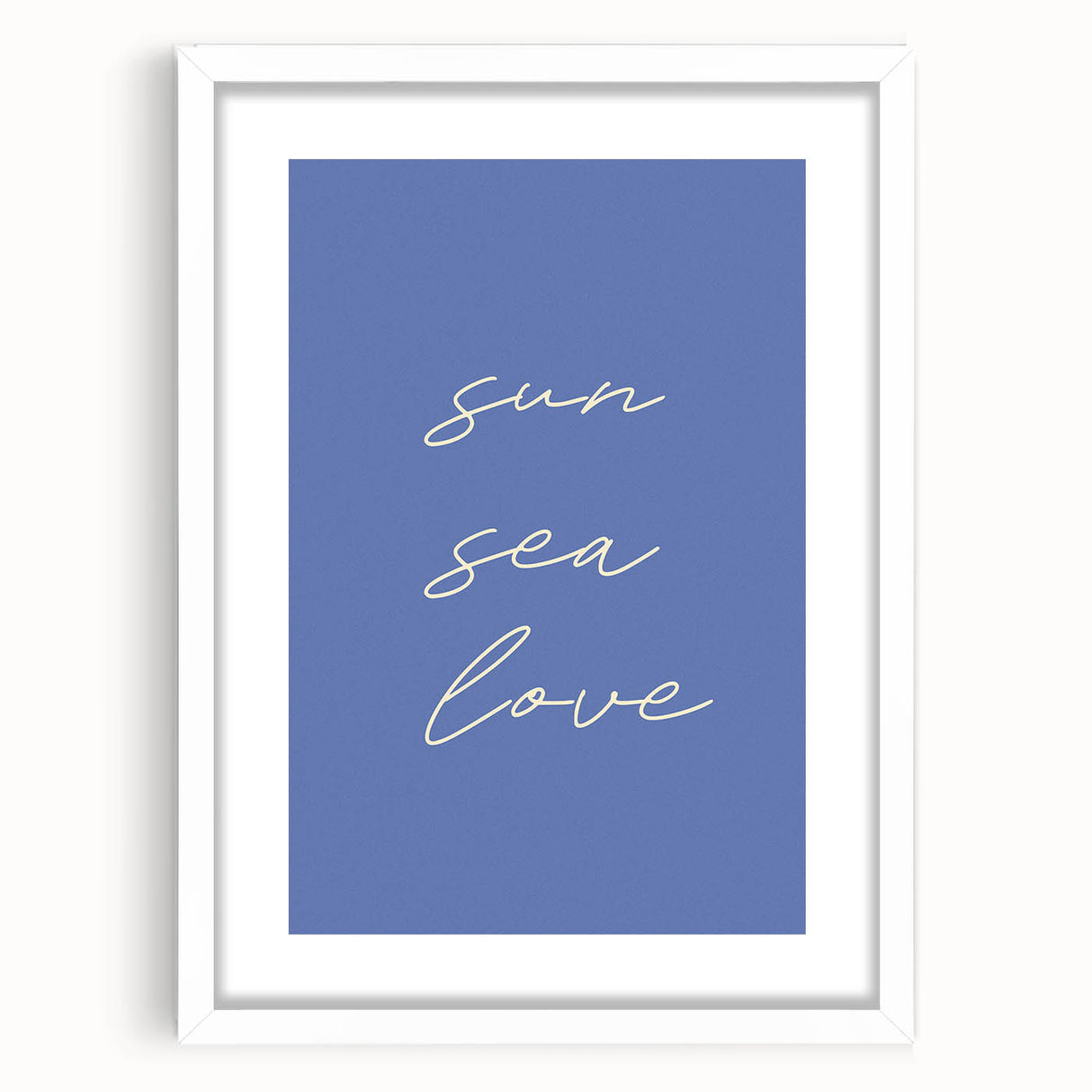 Coastal Wall Art - Minimalist 'Sun Sea Love' Beach-Themed Typography Print