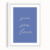 Coastal Wall Art - Minimalist 'Sun Sea Love' Beach-Themed Typography Print