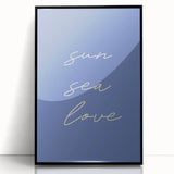 Coastal Wall Art - Minimalist 'Sun Sea Love' Beach-Themed Typography Print