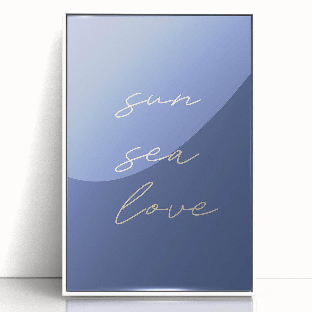 Coastal Wall Art - Minimalist 'Sun Sea Love' Beach-Themed Typography Print