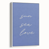 Coastal Wall Art - Minimalist 'Sun Sea Love' Beach-Themed Typography Print