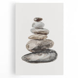 Neutral Coastal Rock Stack Wall Art - Beach-Themed Seaside Artwork